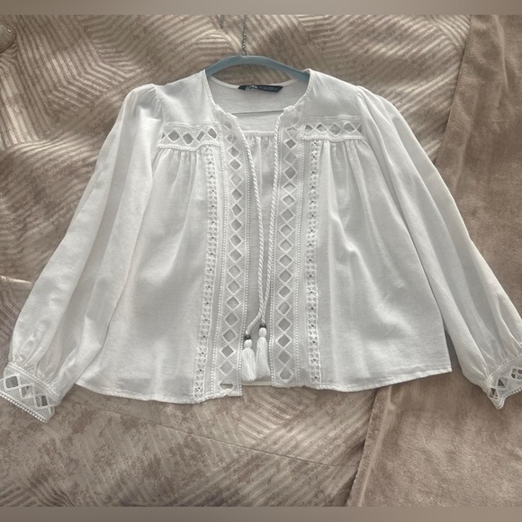 Zara Tops - Zara Elegant White Lace Blouse